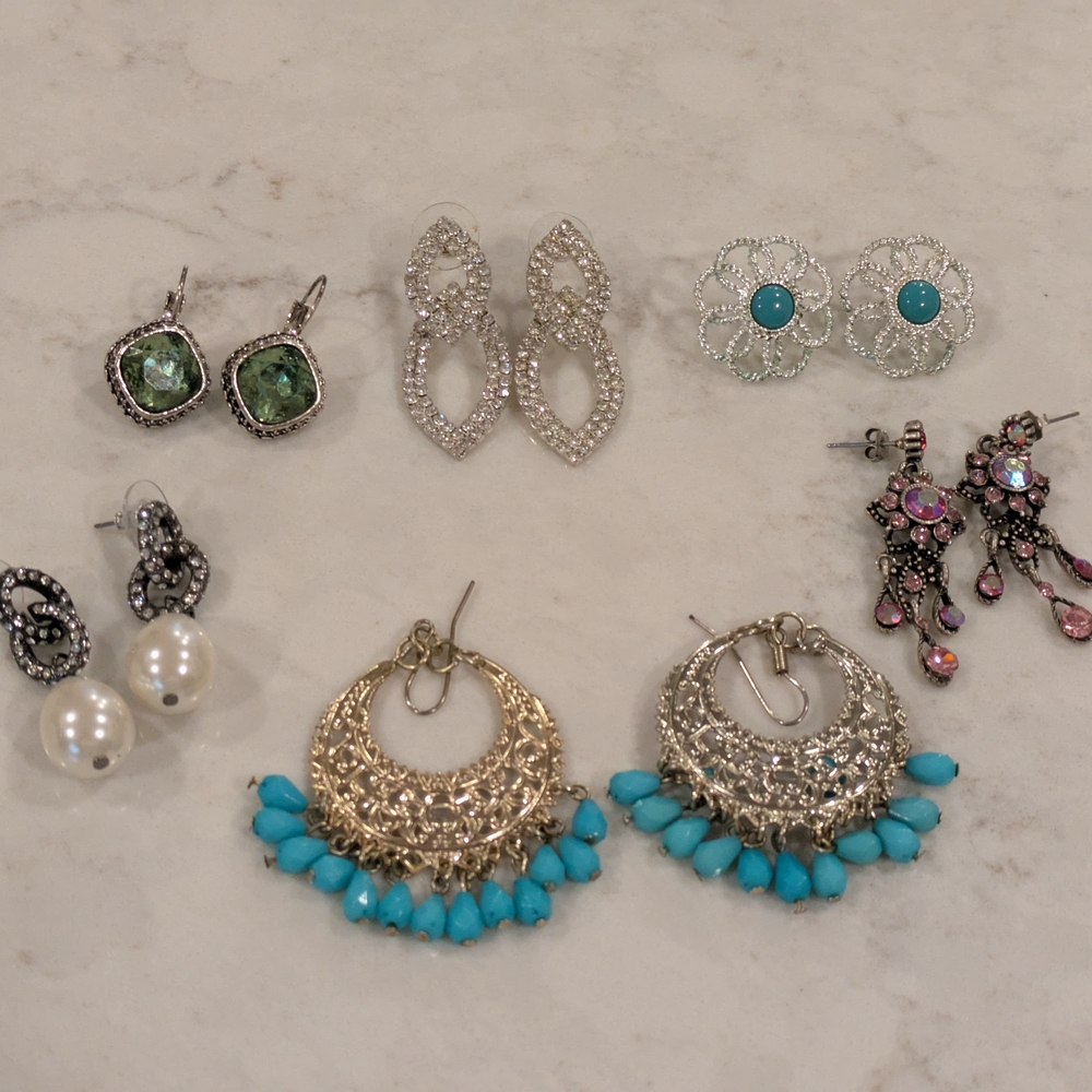 Chic Silver and Turquoise Drop Earrings